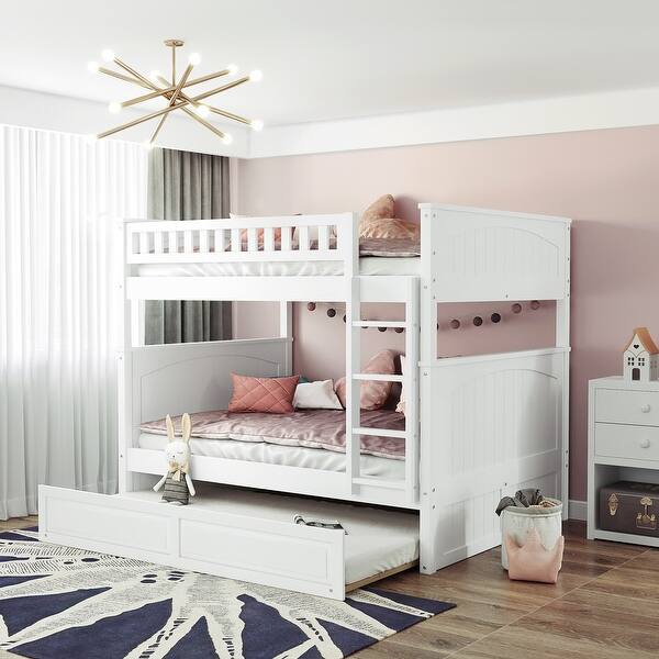 slide 2 of 31, Full over Full Pine Bunk Bed with Twin Trundle White