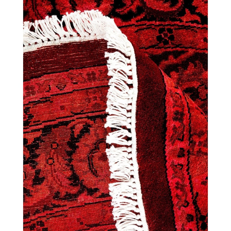 Overton Hand Knotted Wool Vintage Inspired Modern Contemporary Overdyed Orange Round Area Rug - 4' 1" x 4' 1"