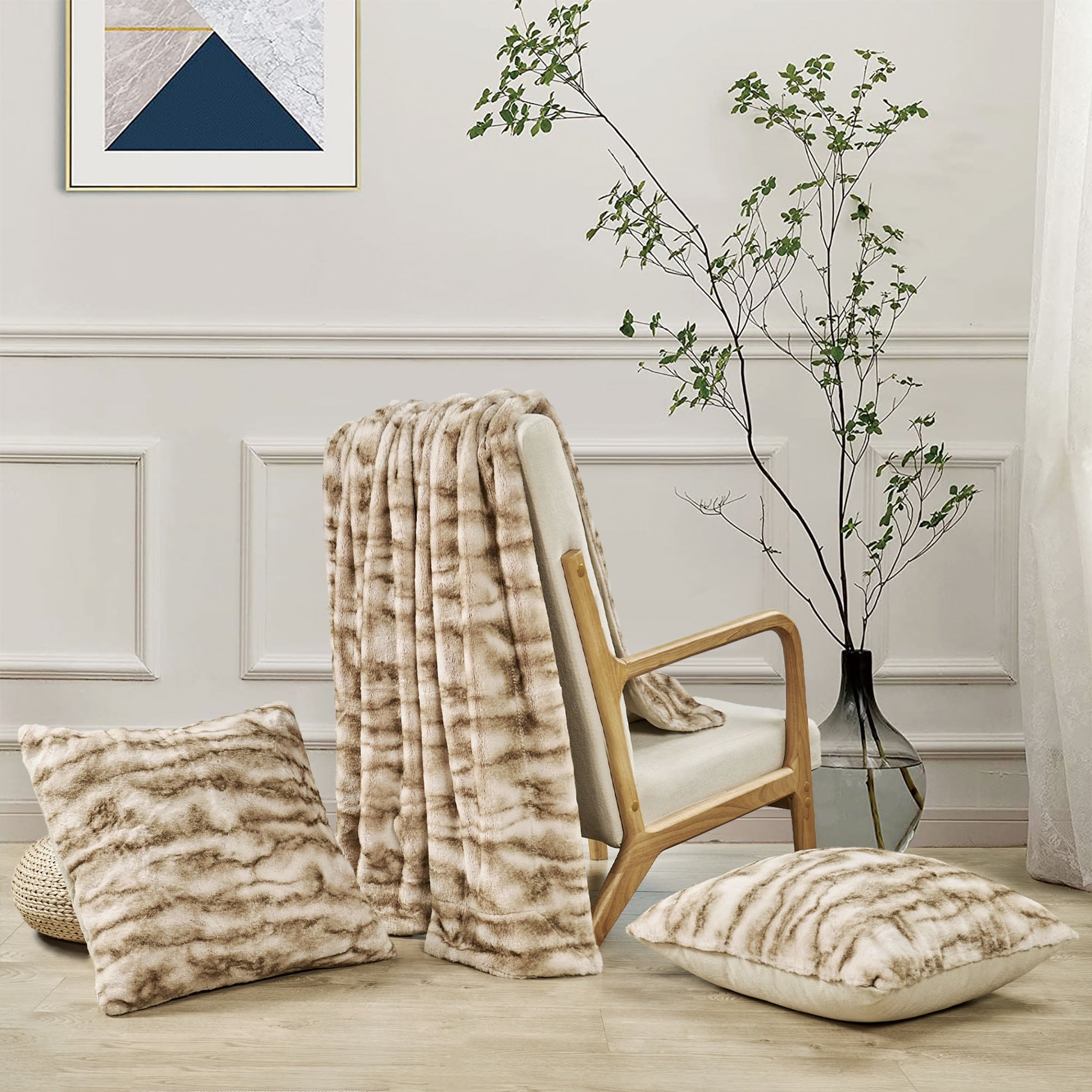 Home Soft Things Fauxfur Throw Pillow Cover 3 Pieces Set