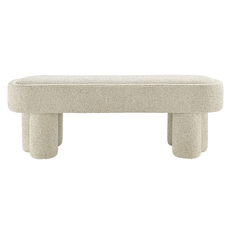 Mossi 52-Inch Oval Boucle Fabric Bench
