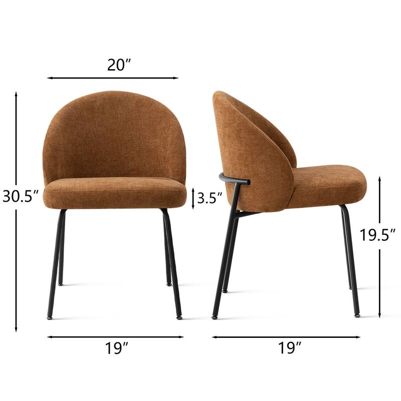 Modern Fabric Dining Chairs with Curved Back(Set of 2)