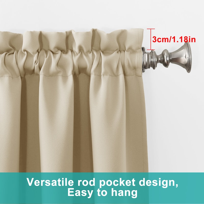 Pro Space 2 Panels Thermal Room Blackout Rod Pocket Curtain