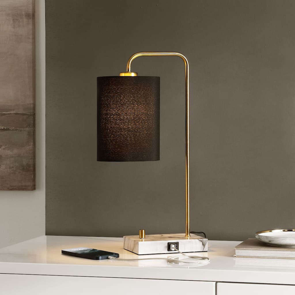 SAFAVIEH Lighting Cezarina 20-inch Table Lamp with Usb Charging Port (LED Bulb Included) - 6 In. W x 10.3 In x 20 In. H