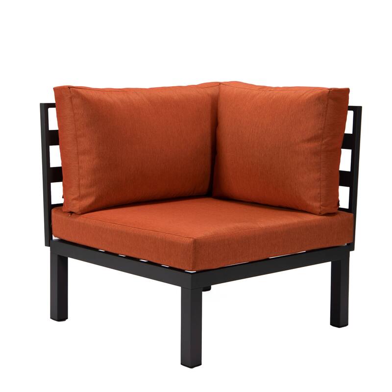 LeisureMod Hamilton 2-Piece Modern Corner Lounge Chair Loveseat - Polyester Upholstered Sofa for Patio Garden Porch Backyard