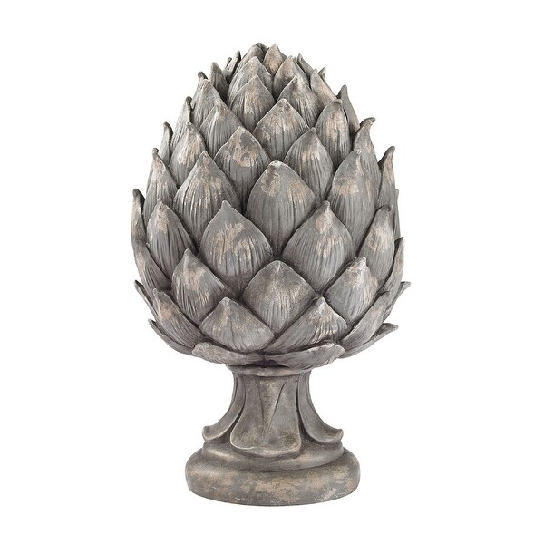 14” Aged Gray Artichoke Sculpture - N/A