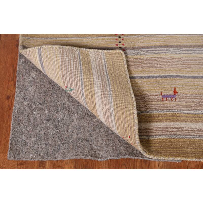 Hand Knotted Oriental 100% Wool Carpet Tribal Animal Pictorial Multi-Colored Gabbeh Area Rug - 7' 8'' X 5' 4''