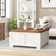 preview thumbnail 1 of 29, Modern Farmhouse Coffee Table with Hidden Interior Storage White/Rustic Oak