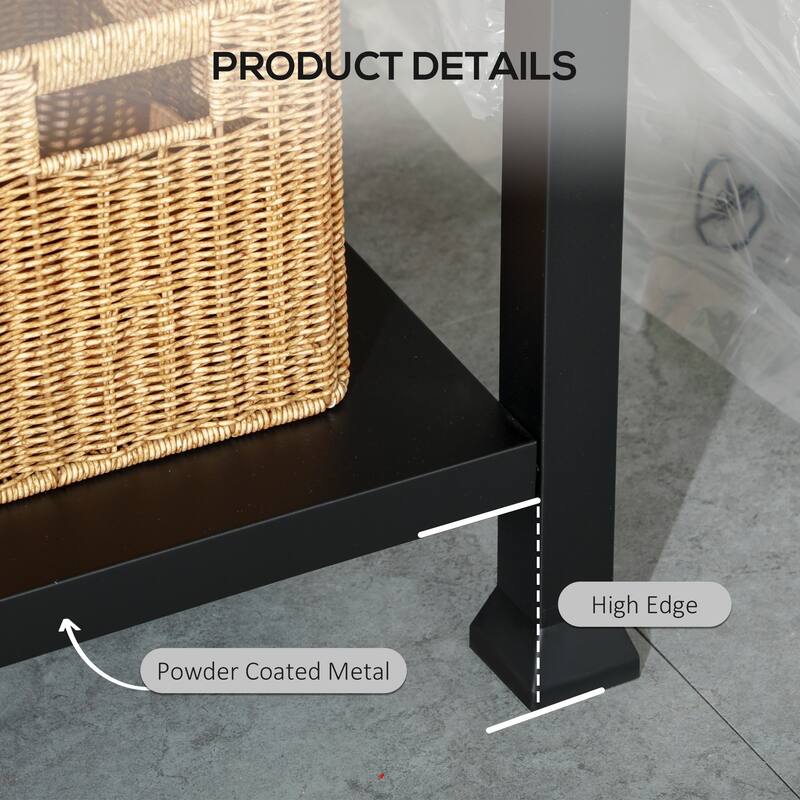 Outsunny Three-Shelf Outdoor Grill Cart with Stainless Steel Tabletop, Side Handle, Multifunctional Pizza Oven Stand