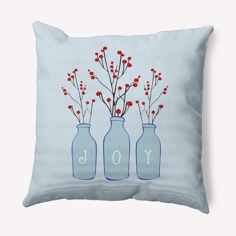 Joy Christmas/Winter Decorative Throw Pillow - 16" x 16" - Blue