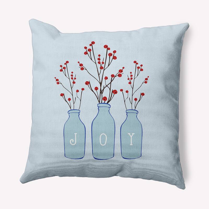 Joy Christmas Indoor/Outdoor Throw Pillow - 18" x 18" - Blue