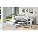 preview thumbnail 9 of 7, Simple Design Pine wood+MDF Twin Size Daybed with Double Trundle, Flexible Desk and Storage Staircase.