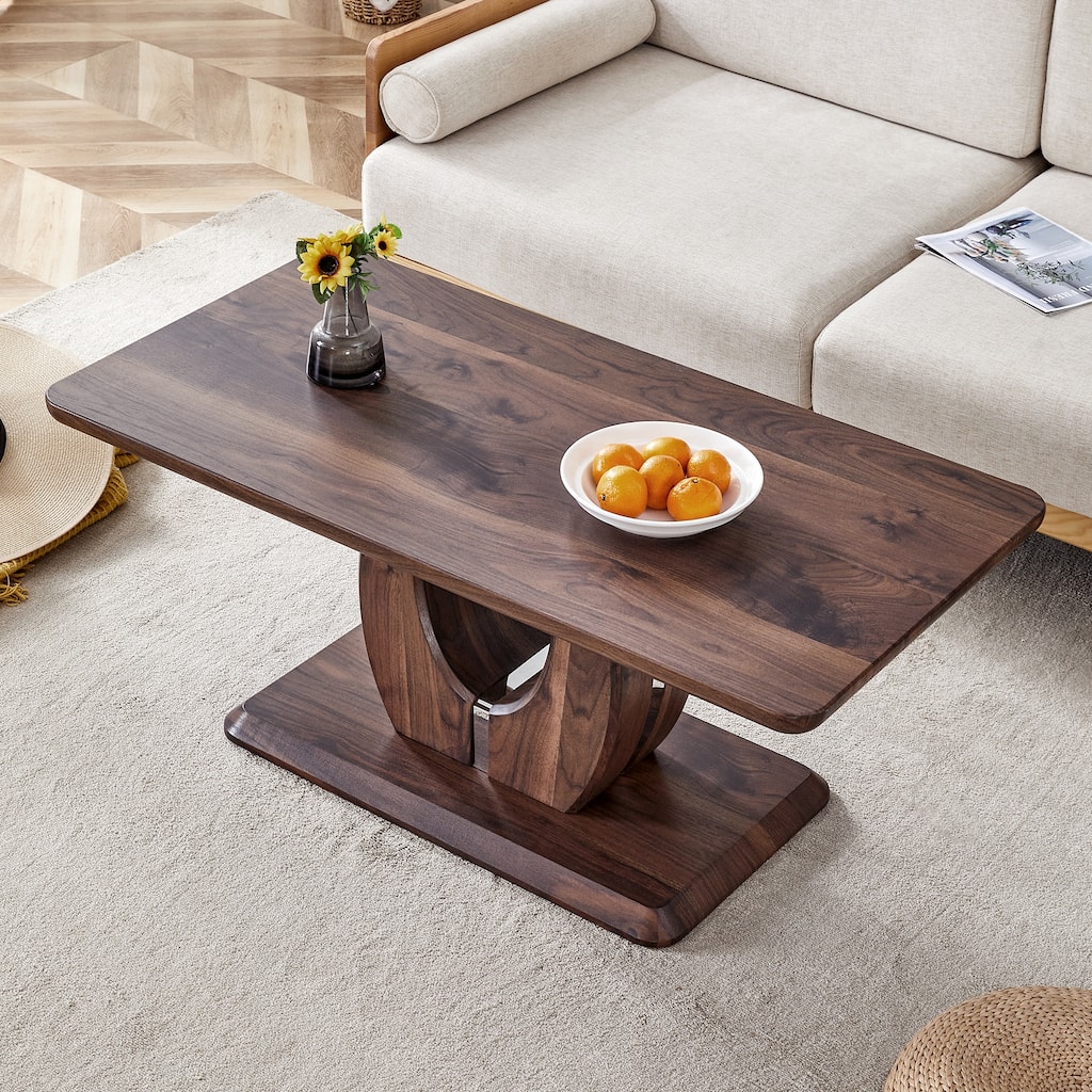 Patterned MDF Rectangular Coffee Table, Walnut,Dark Brown textured Sticker, side table