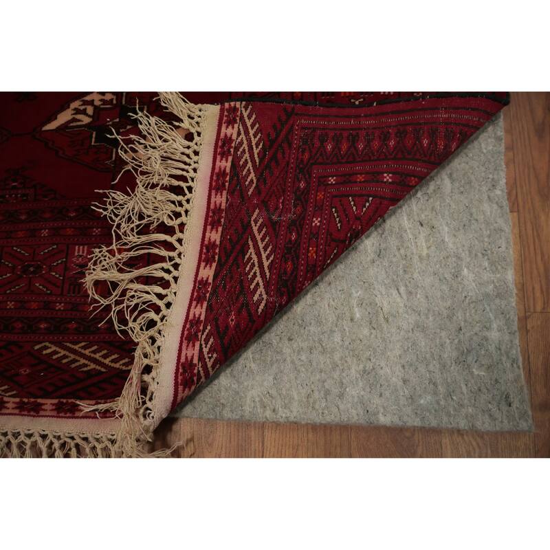 Hand Knotted Oriental 100% Wool Carpet Traditional Geometric Red Bokhara Area Rug - 5' 11'' X 4' 4''