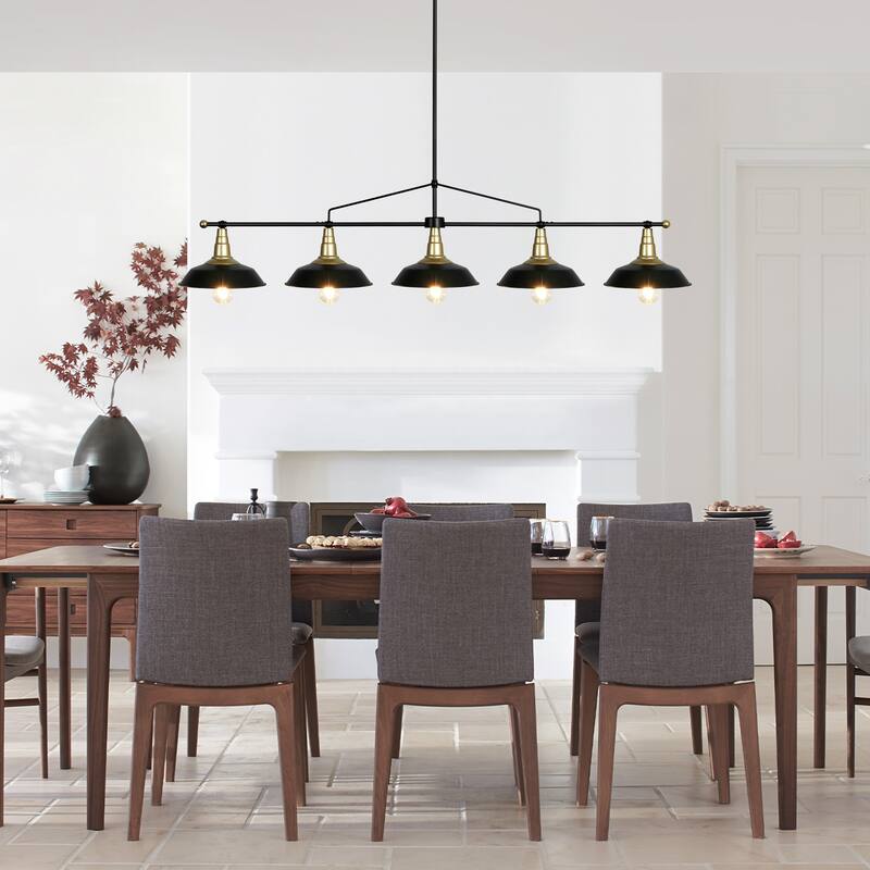 4/5-Light Industrial Linear Bowl-shaped Chandelier Lighting over Kitchen Table