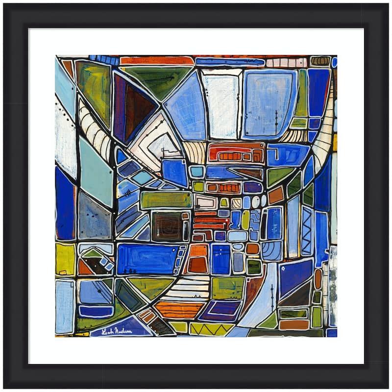 Kate and Laurel Framed Art Retro Current by Leah Nadeau - 27x27 - Black