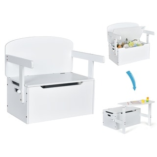 Costway 3-in-1 Kids Convertible Storage Bench Wood Activity Table and - See Details