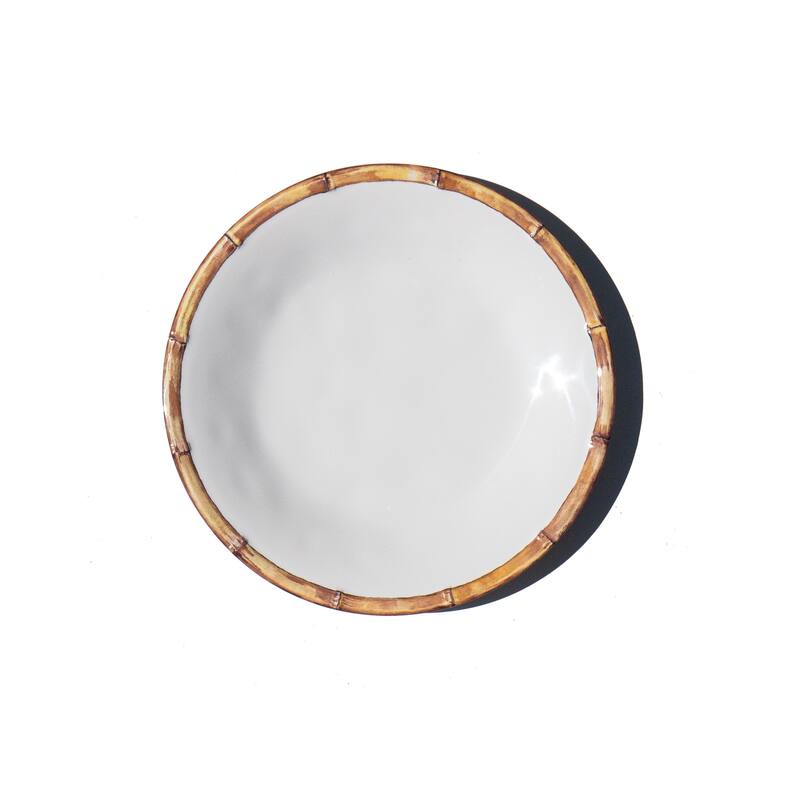 Abode Homewares Bamboo Rim NewWave Melamine Salad Plate - White - 8.5" - Set of 6