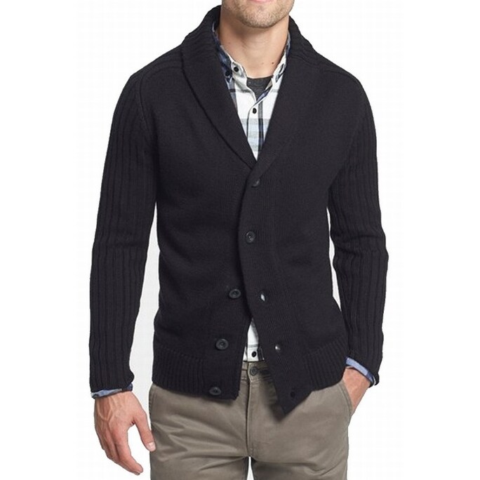 black shawl collar sweater