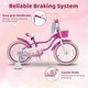 preview thumbnail 5 of 8, Gymax 20'' Girls Bike w/Removable Basket Streamers Hand Brake & - Rose Red