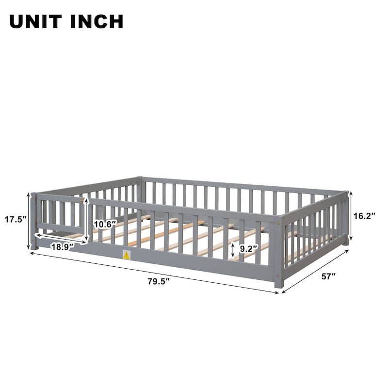 Floor Platform Bed With Fence And Door