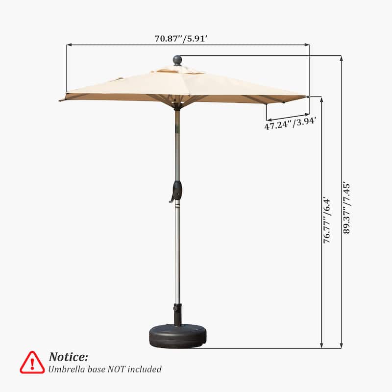 GDFStudio - Rectangular Patio Umbrella with Crank Lift and Multi-Angle Tilt, UV-Resistant Outdoor Shade