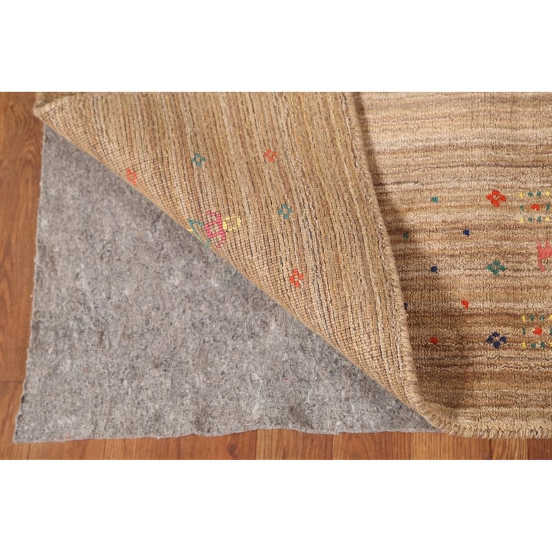 Tribal Striped Gabbeh Oriental Area Rug Handmade Wool Carpet - 4'4"x 5'9"