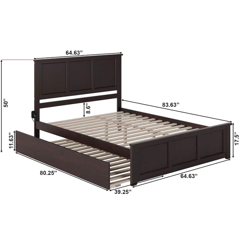 AFI Madison Platform Bed with Matching Footboard & Trundle
