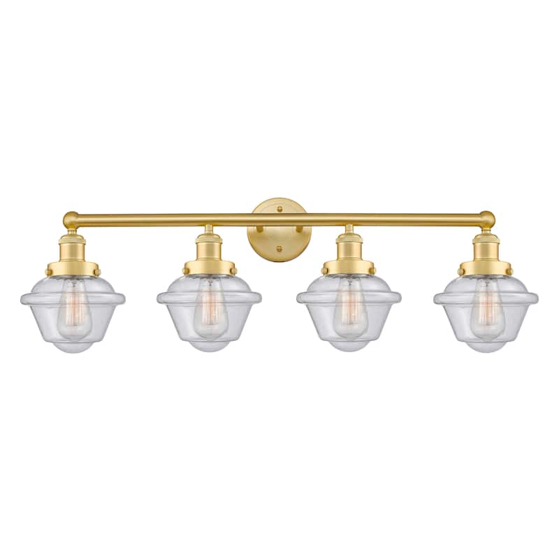 Innovations Lighting Oxford - 4 Light 34" Bath Vanity Light - Satin Gold/Seedy