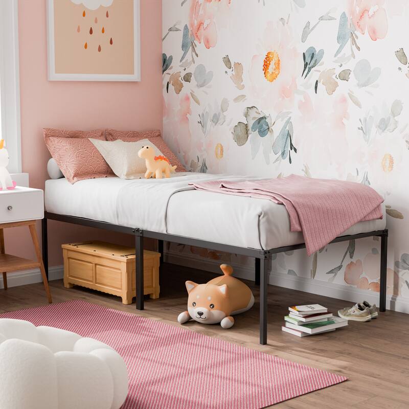 Jet 18-inch Metal Platform Bed Frame with Under-Bed Storage Space, No-Box Spring Needed - Twin