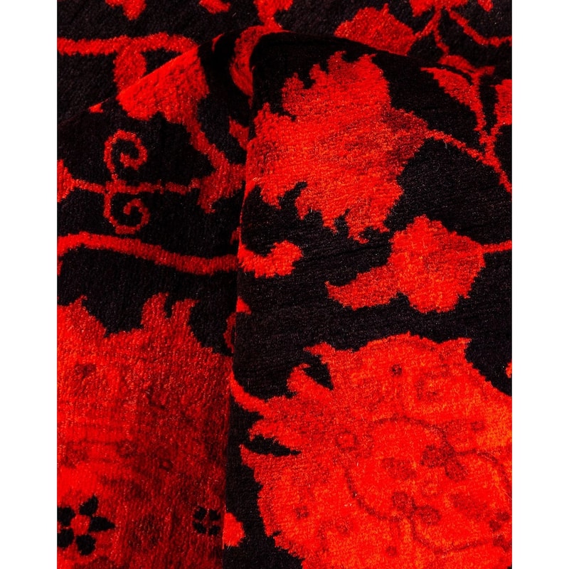 Overton Hand Knotted Wool Vintage Inspired Modern Contemporary Overdyed Orange Area Rug - 3' 2" x 5' 4"