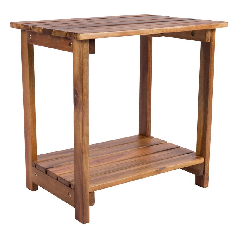 Hampshire 2-Tier Solid Acacia Wood Rectangular Outdoor Side Table