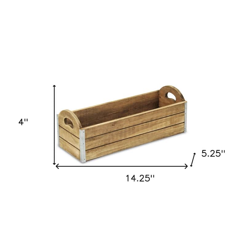 HomeRoots 14" Brown Solid Wood Organizer Box