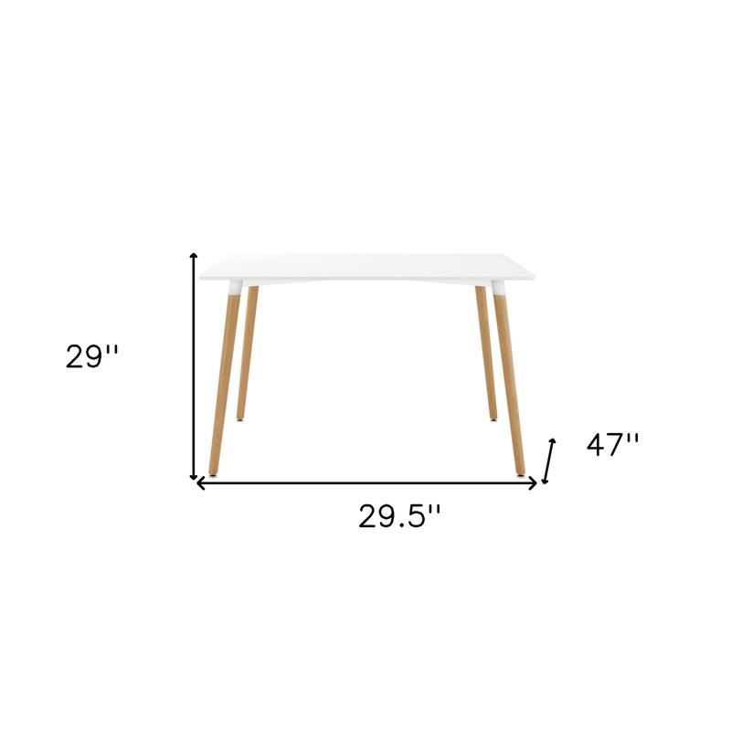 HomeRoots 30" White And Natural Solid Wood Dining Table - 29.5 in. x 29 in. x 47 in.