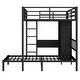 preview thumbnail 9 of 10, Full XL Over Twin Metal Bunk Bed with Folding Desk Closet LED Space-Saving Black