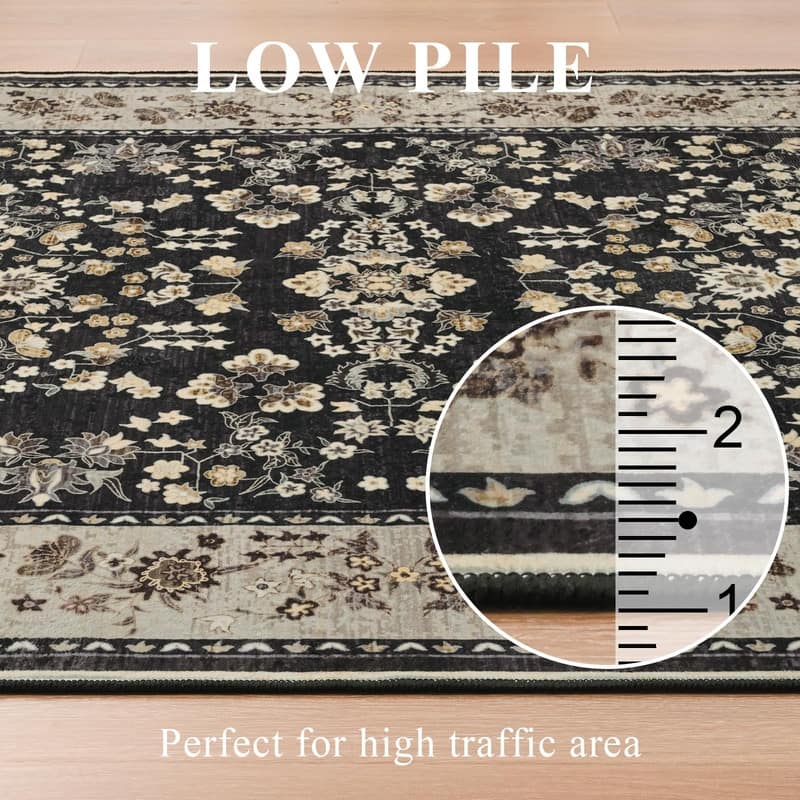 Floral Rugs for Entryway Machine Washable Area Rugs