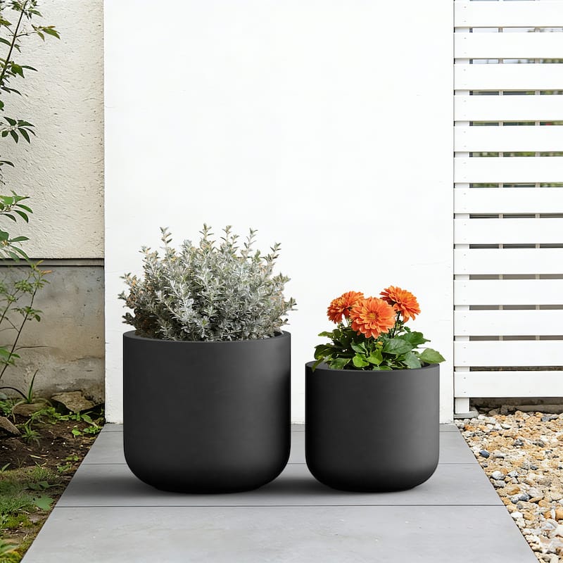 Concrete Round Planter / Pot with Drainage Hole for Indoor & Outdoor