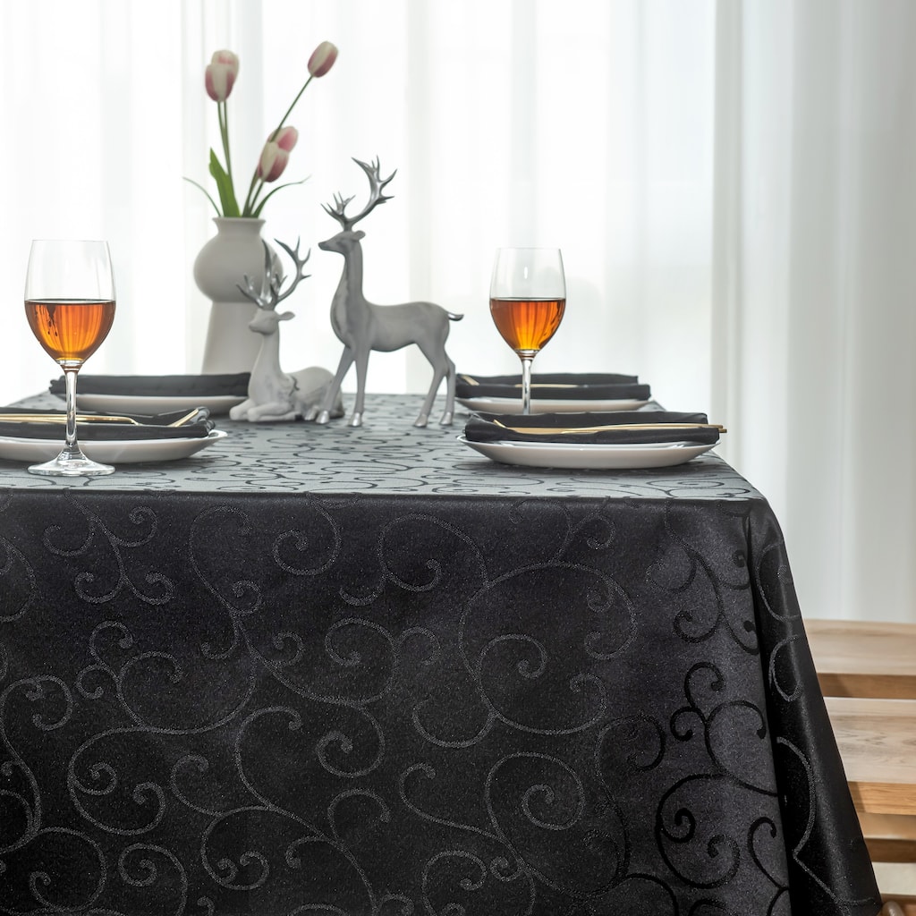 Marina Decoration Jacquard Water Resistant Thick Solid Decorative Home Kitchen Tablecloth Liquid Repellent and Stain Resistant