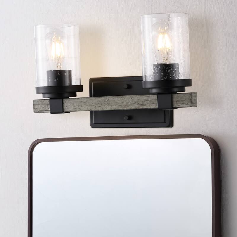 Ferme Iron/Seeded Glass Rustic LED Vanity Light, by JONATHAN Y