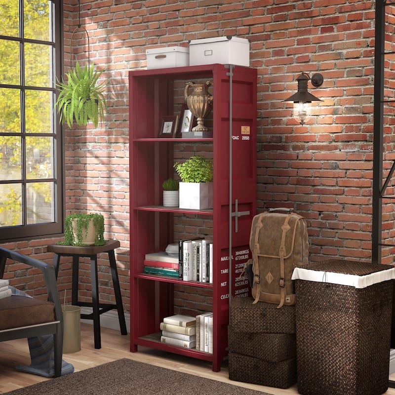 Carnsile Contemporary Open Back 4-Shelf Bookcase by Furniture of America