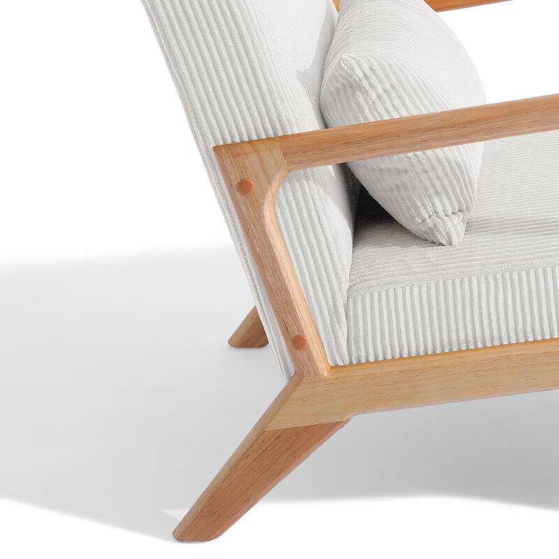 25" W Mid Century Upholstered Wood Accent Chair with Pillow