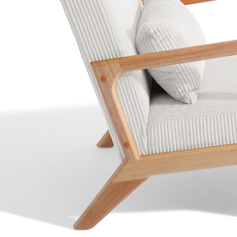 Modern Upholstered Accent Chair with Wood Legs Set of 2