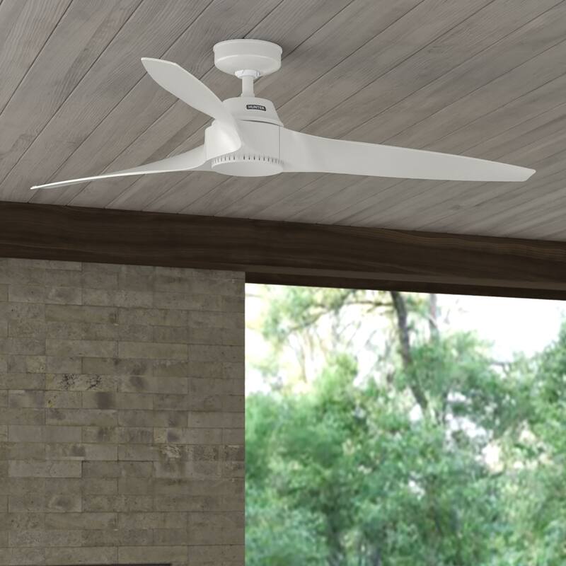 Hunter 60" Mosley ENERGY STAR Ceiling Fan w/ Wall Control - Damp Rated! - Fresh White
