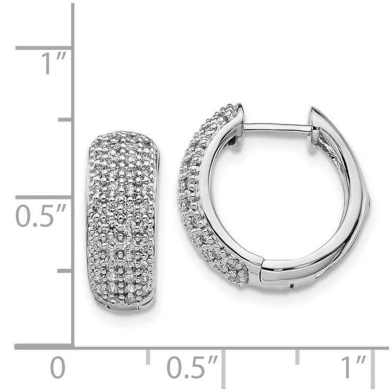 Curata 14k White Gold Diamond Hinged Hoop Earrings - 15x15mm Wide 6mm Thick
