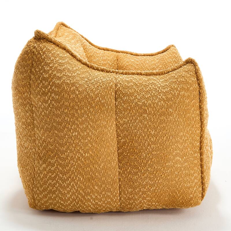 Chenille Square Bean Bag Chair, High Resilience Foam Lounge Chair, Cozy Aldult Lazy Sofa with Curved Armrests and Backrest