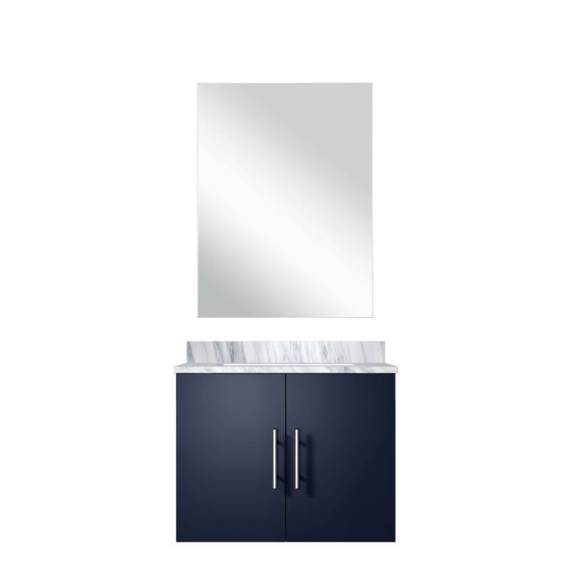 Geneva Bath Vanity with Carrara Marble Top, Sink & Mirror