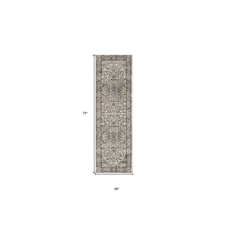 Medi Power Loomed Distressed Traditional Area Rug By HomeRoots - 72' X '26' X '0.32