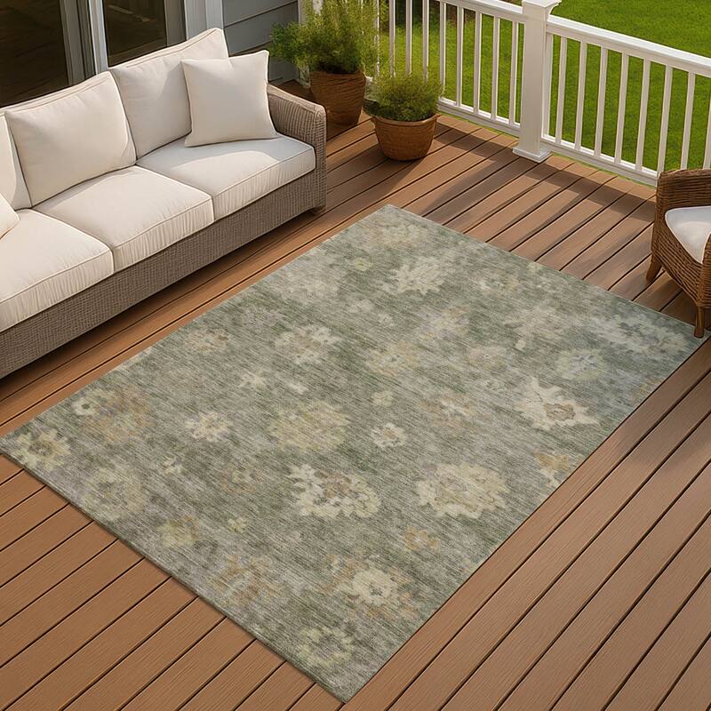 Machine Washable Indoor/ Outdoor Casual Traditional Chantille Rug - Sage - 2'6" x 3'10"