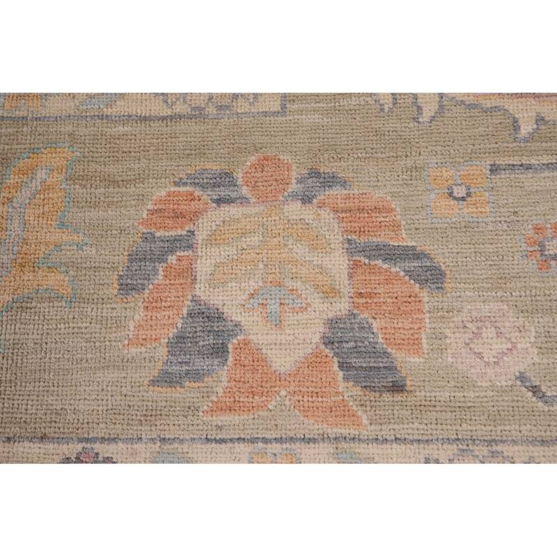 Light Blue Oushak Vegetable Dye Area Rug Hand-Knotted Wool Carpet - 8'11" x 11'8"