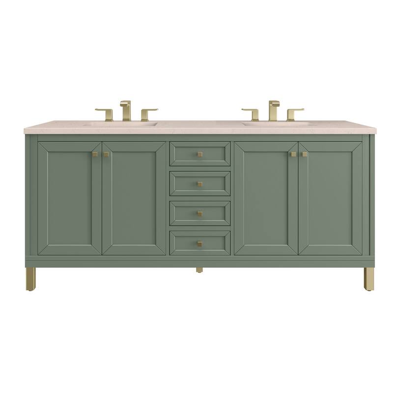 James Martin Vanities Chicago 72" Double Basin Hardwood Vanity Set
