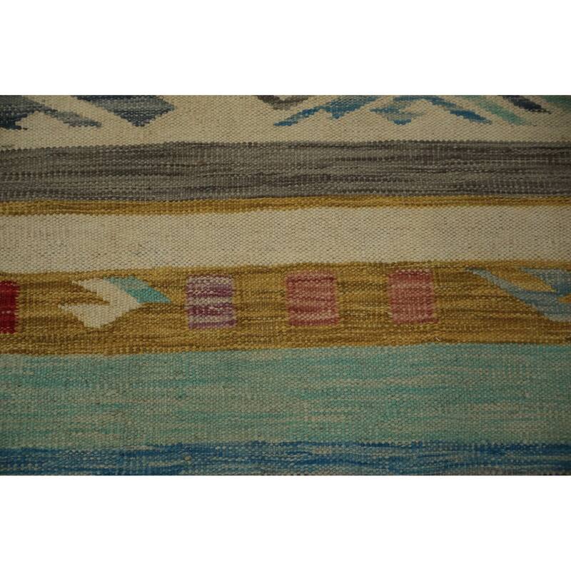Hand Woven Oriental 100% Wool Carpet Southwestern Modern Multi-Colored Kilim Area Rug - 6' 11'' X 4' 2''